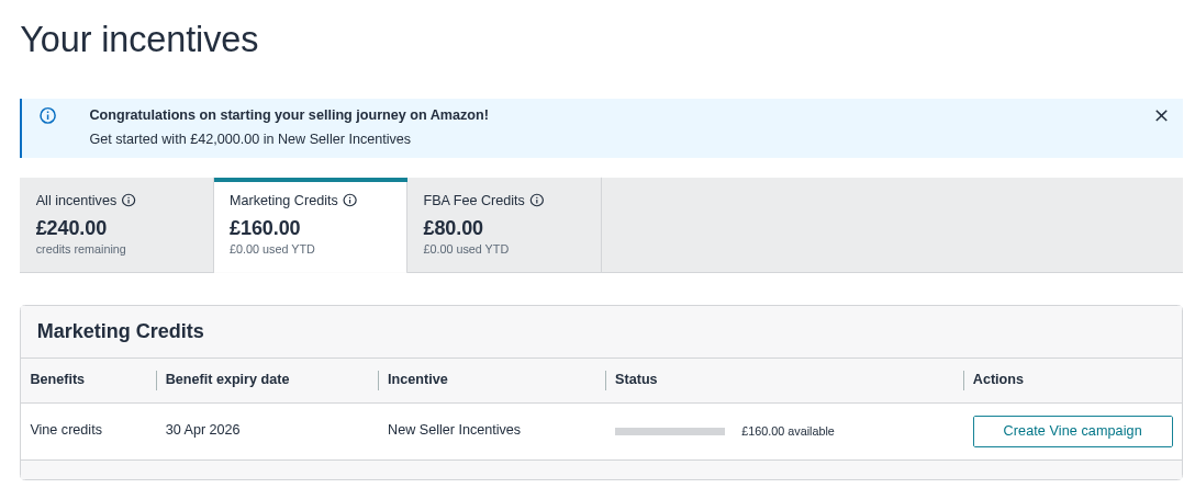 Amazon New Seller Incentives (Yeni Satıcı Teşvikleri) Rehberi
